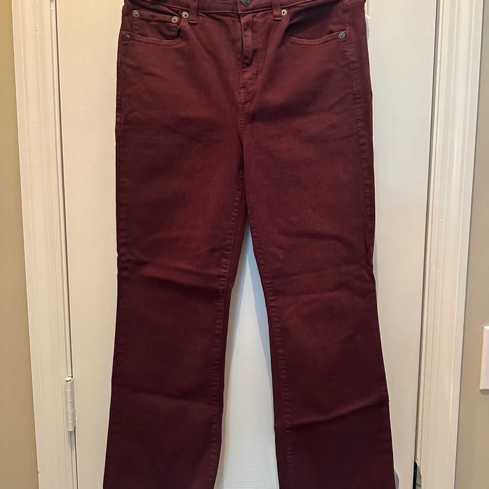 American Eagle Outfitters High Rise Crop Flare Jeans - Cranberry color - 8 Short